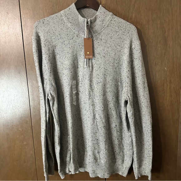 Denver Hayes Men's Speckled Grey Quarter-Zip Sweater Cozy Size 2XL NWT - Picture 2 of 11
